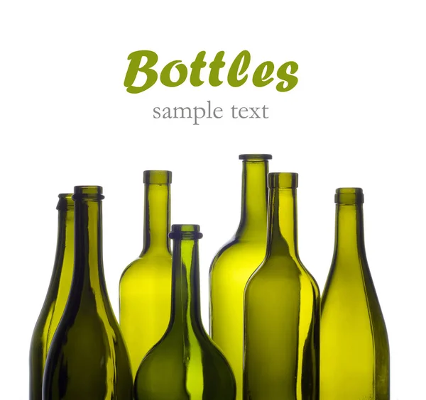 Leere Weinflaschen Auf Weißem Hintergrund — Stockfoto