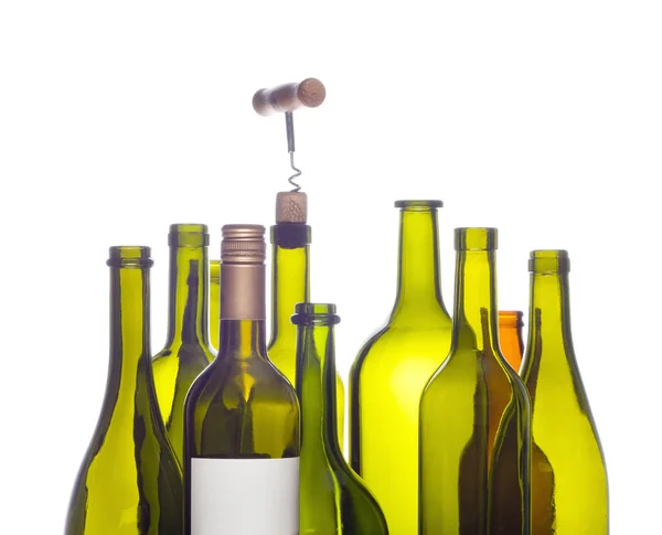 Empty Bottles Wine White Background — Stock Photo, Image