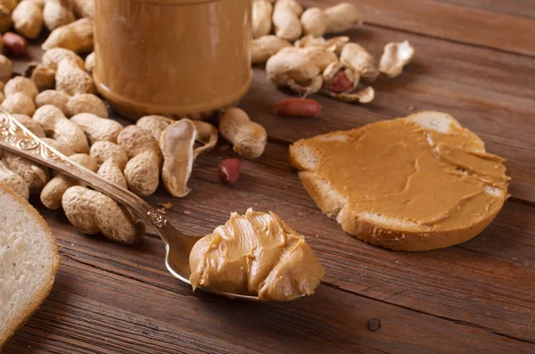 Delicious Peanut Butter Spoon — Stock Photo, Image