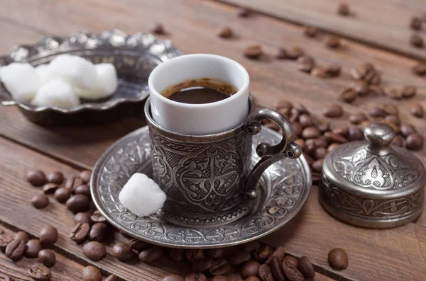 Café Turco Tradicional Mesa Madeira — Fotografia de Stock