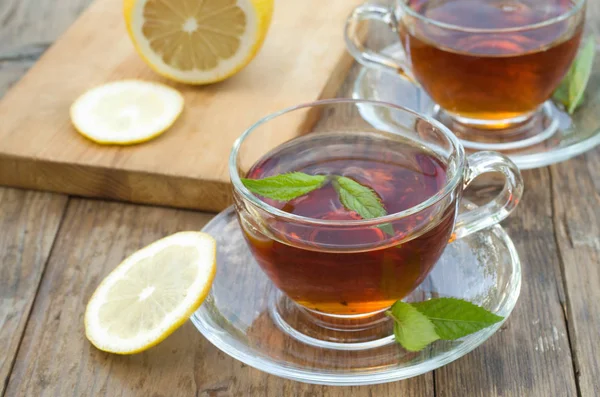 Cup Tea Wooden Table — Stock Photo, Image