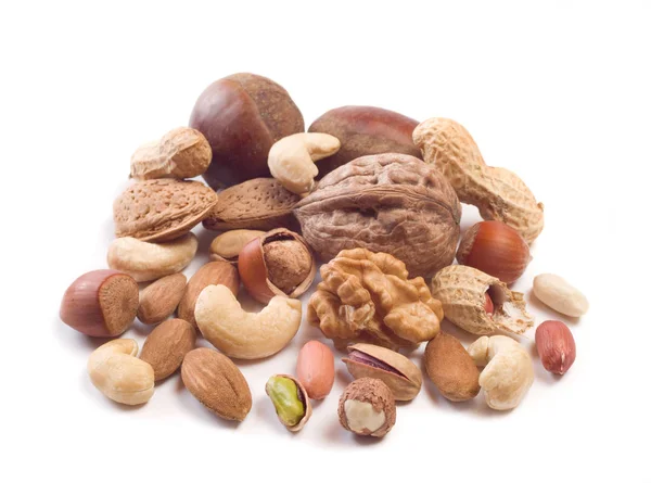 Nuts Isolated White Background — Stock Photo, Image