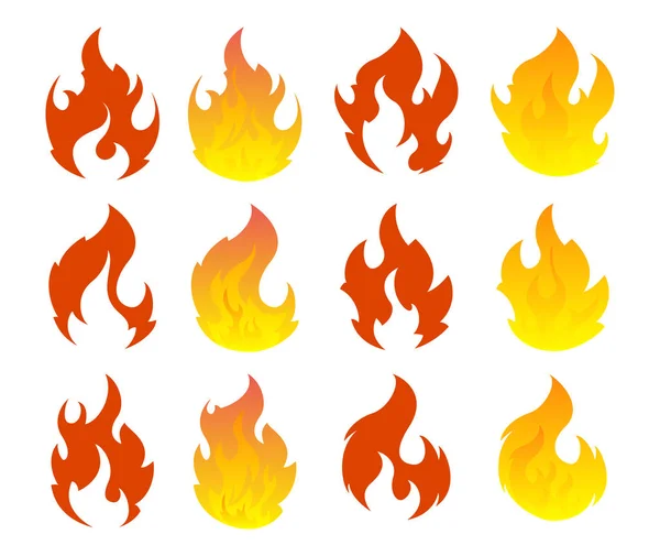 Juego de iconos de fuego. Elemento de diseño — Vector de stock