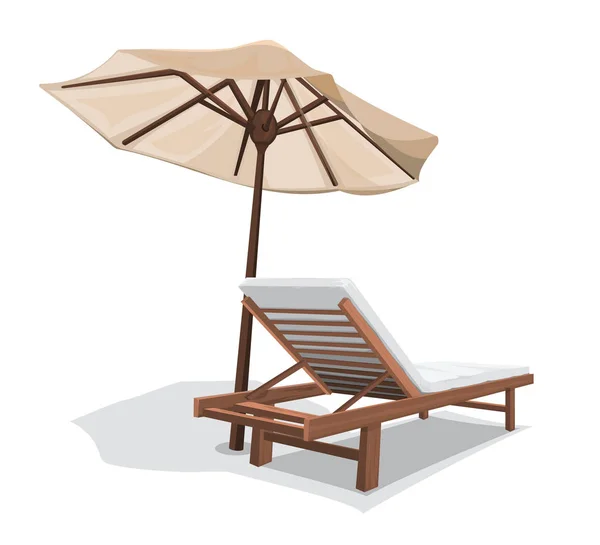 Silla de playa con sombrilla — Vector de stock