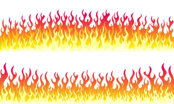 漫画火の炎のフレームの枠線 シームレスなオレンジ色の火の境界線 — ストックベクタ