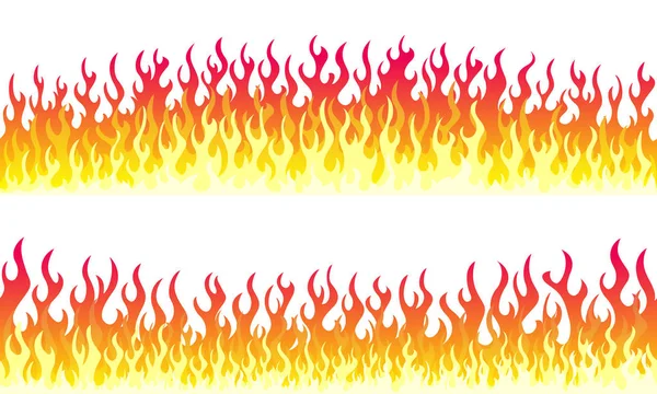 Desenhos Animados Fogo Chama Moldura Bordas Borda Fogo Laranja Sem —  Vetores de Stock