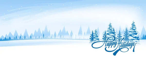 Абстрактный Зимний Пейзаж Текстом Happy Holidays Простой Фон — стоковый вектор