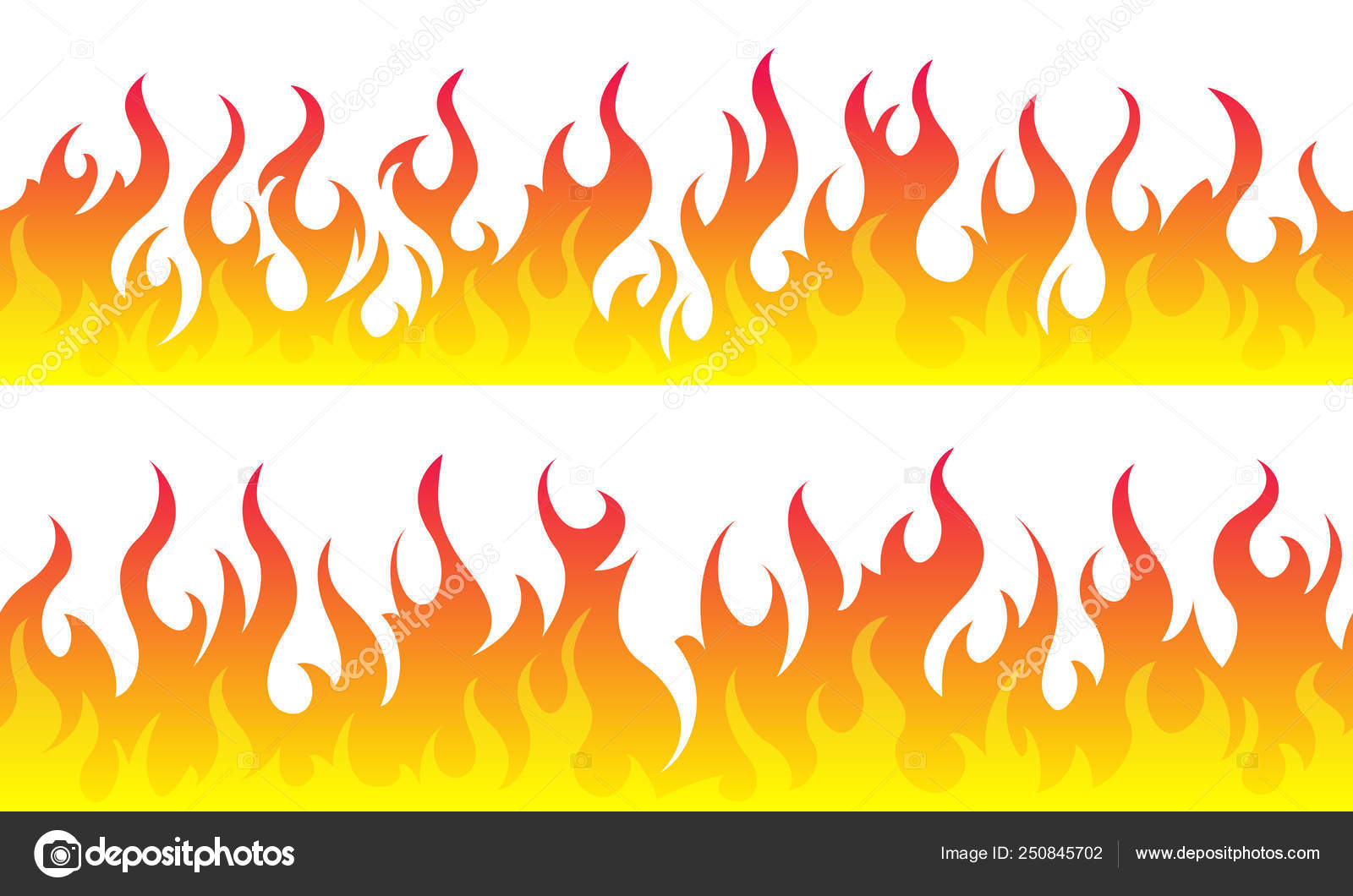 Ícone de borda sem emenda de chama de fogo definido com diferentes