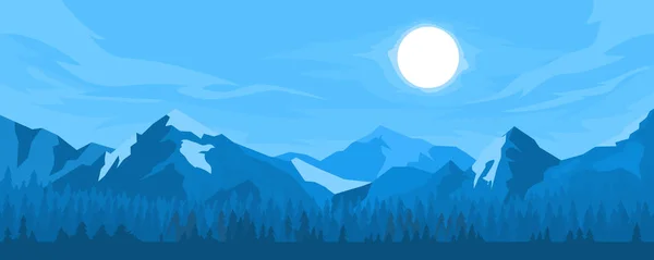 Panorama des montagnes nocturnes — Image vectorielle