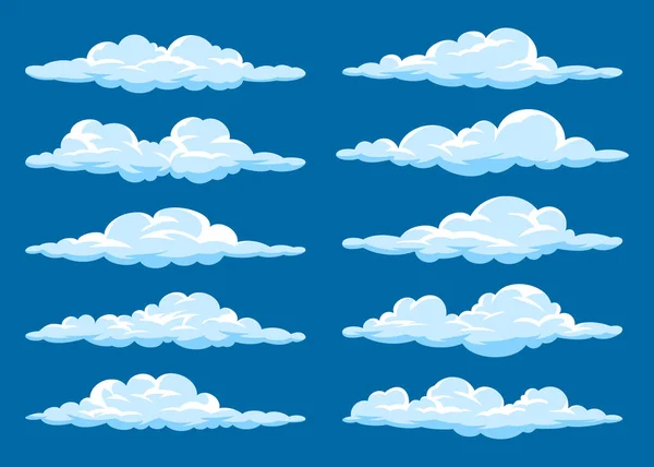 Conjunto de nuvens de desenhos animados — Vetor de Stock