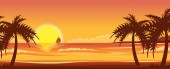 Картина, постер, плакат, фотообои "ocean landscape. sunset on the ocean beach", артикул 263627820