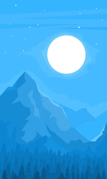 Nacht Blick auf die Berge — Stockvektor