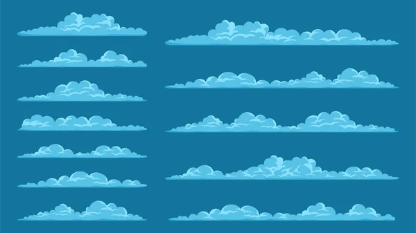 Conjunto de nubes de dibujos animados — Vector de stock