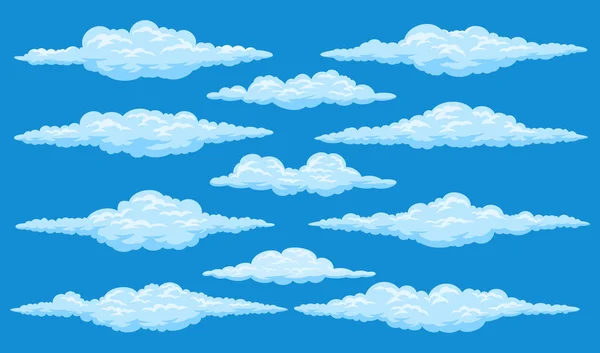 Ensemble de nuages de dessin animé — Image vectorielle