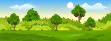 Tarlaları ve yeşil tepeleri olan yaz manzarası