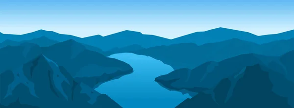 Paysage des montagnes et rivière — Image vectorielle
