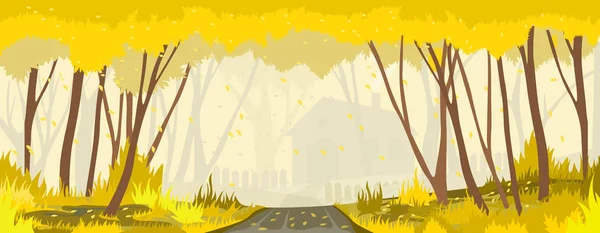 Herfst bos met weg. vector backround — Stockvector