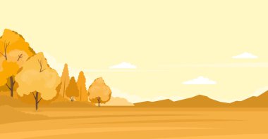 Alanları ve sarı tepeler ile Sonbahar manzara