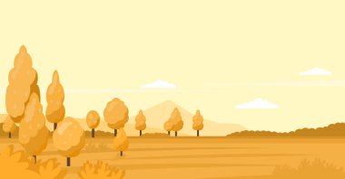 Alanları ve sarı tepeler ile Sonbahar manzara