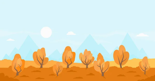 Herbstlandschaft mit Feldern und gelben Hügeln — Stockvektor