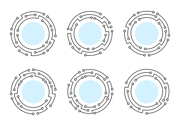 Conjunto de tecnología marco redondo — Vector de stock