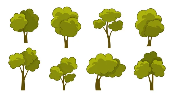 Raccolta di alberi verdi estivi . — Vettoriale Stock