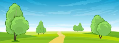 Tarlaları ve yeşil tepeleri olan yaz manzarası