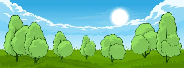 Summer landscape with trees — Stock Vector