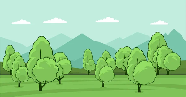 Paysage d'été avec des arbres — Image vectorielle