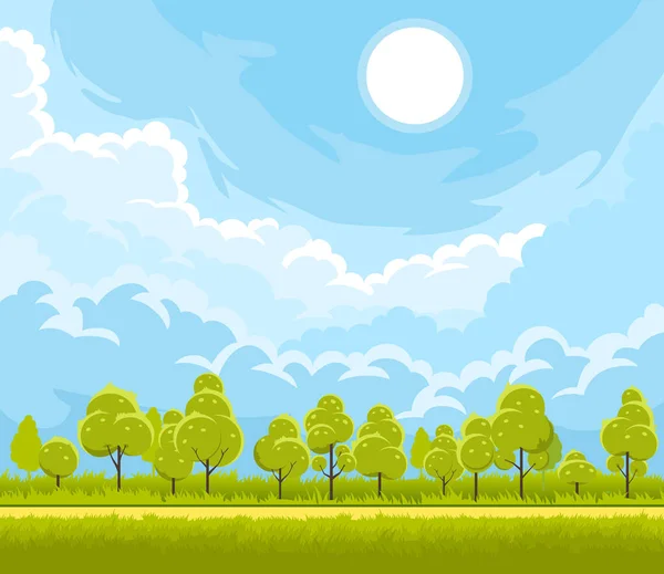 Летний пейзаж с деревьями — стоковый вектор