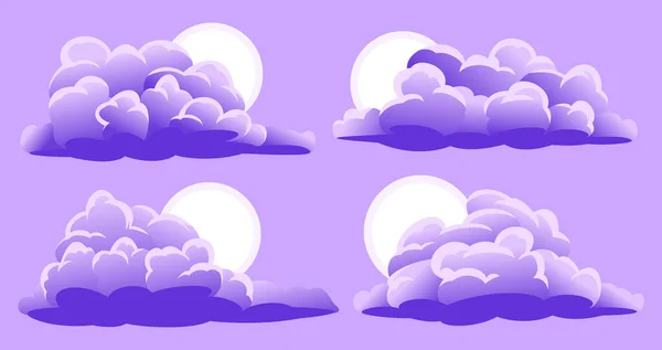 Conjunto de nubes de dibujos animados — Vector de stock