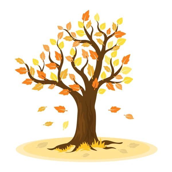 Herbstbaum mit gelben Blättern — Stockvektor