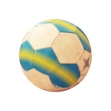 beyaz üzerine eski futbol topu