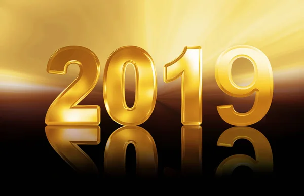 Happy New Year 2019 Gold Numbers — Stock Photo, Image