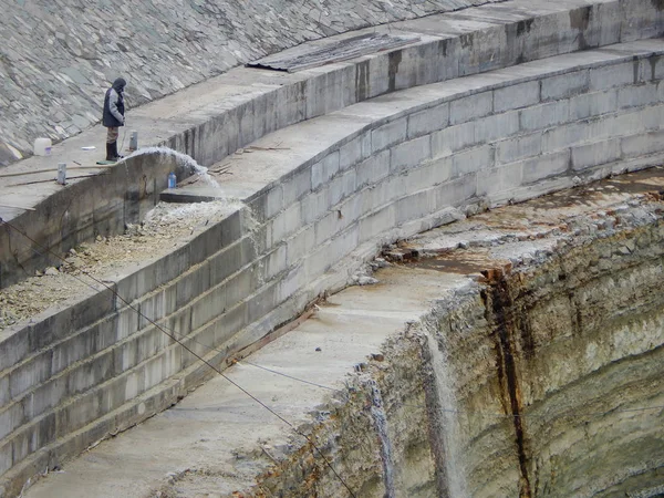 Construction Marine Dam Aktau City Kazakhstan — Stock Photo, Image