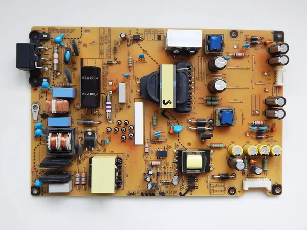 Electronic board of the LCD TV. Power Supply Close-up.