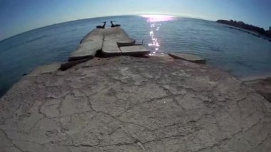 Eski beton iskele. Hazar Denizi. Kazakistan. Aktau.