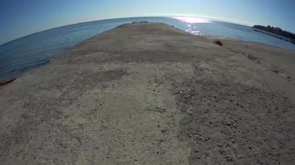 Alter Betonpfeiler Kaspisches Meer Kasachstan Aktau — Stockvideo