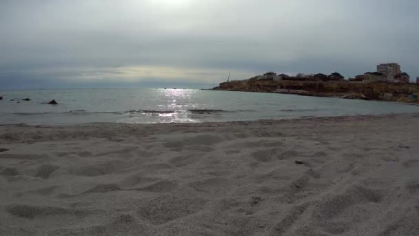 Sand Kusten Vid Kaspiska Havet Aktau Kazakstan — Stockvideo