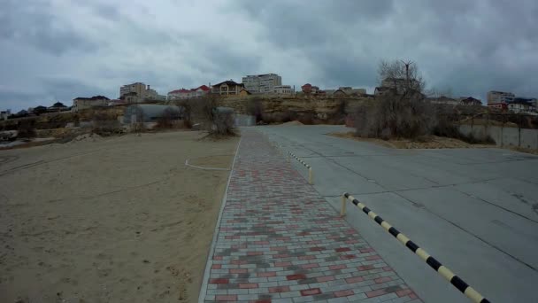 Zanderige Kust Van Kaspische Zee Aktau Kazachstan — Stockvideo