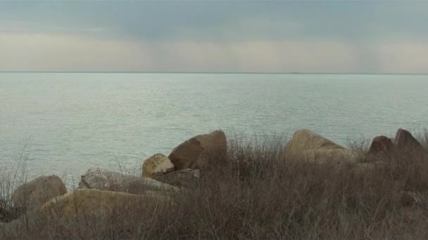 Rotsachtige Kust Van Kaspische Zee Mangistau Kazachstan — Stockvideo