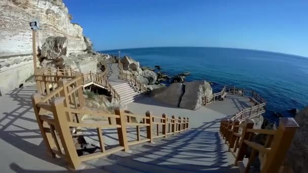 Nouveau Sentier Long Des Rochers Aktau Côte Mer Caspienne Kazakhstan — Video