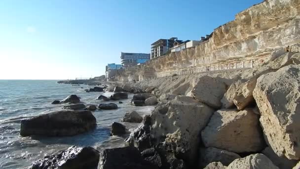 Rocky Shore Caspian Sea Aktau Kazakhstan — Stock Video