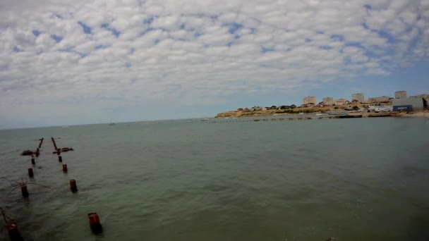 Viejo Muelle Concreto Mar Caspio Kazajstán Aktau — Vídeos de Stock