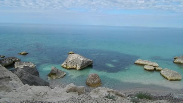 Orilla Rocosa Del Mar Caspio Aktau Kazajstán — Vídeos de Stock