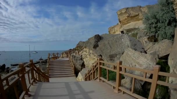 New Trail Rocks Aktau Coast Caspian Sea Kazakhstan — Stock Video