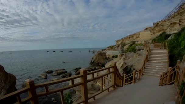 New Trail Rocks Aktau Coast Caspian Sea Kazakhstan — Stock Video