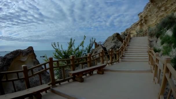 Nuevo Sendero Largo Las Rocas Aktau Costa Del Mar Caspio — Vídeos de Stock