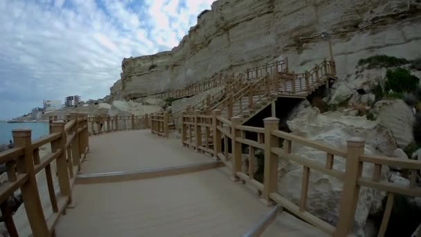 New Trail Rocks Aktau Coast Caspian Sea Kazakhstan — Stock Video