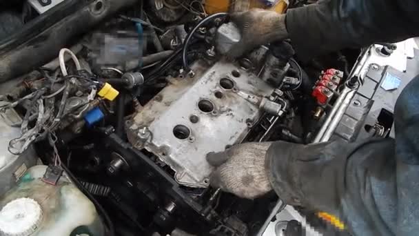 Kamaxlar Förbränningsmotor Reparation Motorn — Stockvideo